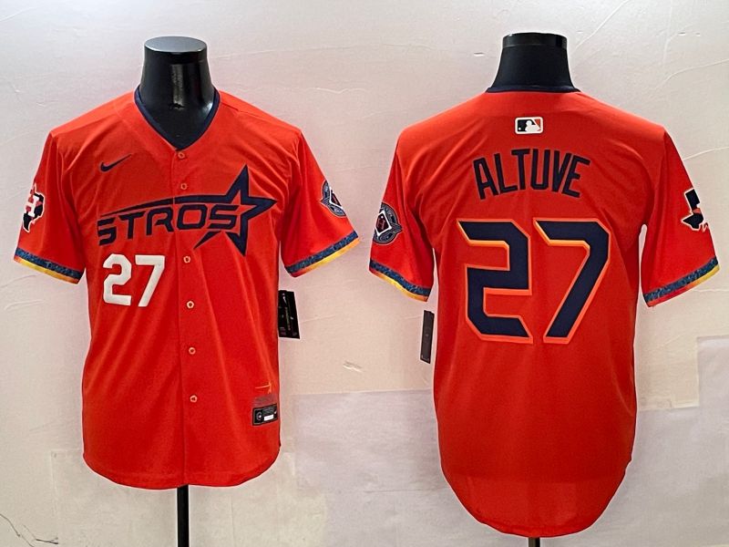Men Houston Astros #27 Altuve Orange Fourth generation Joint Name Nike 2025 MLB Jersey style 2
